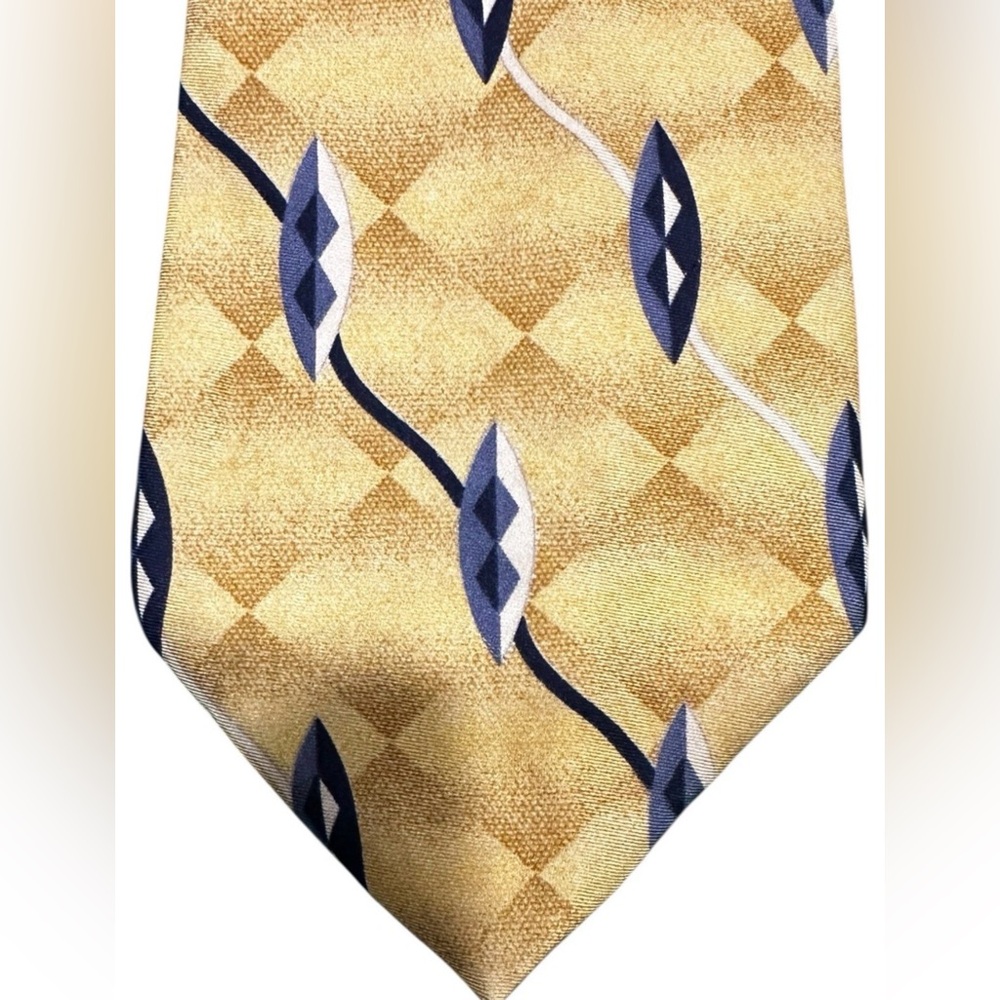 Vintage Conte di Milano Silk Tie USA Made Geometric Diamond Pattern 3.25” 59.5”